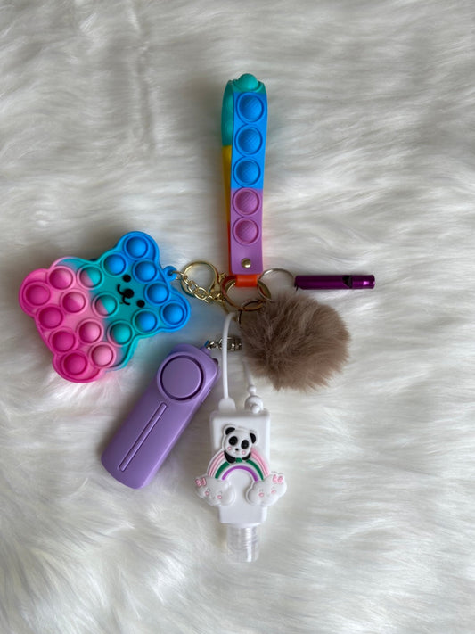 Pop It Teddy Bear with Panda Keychain Set