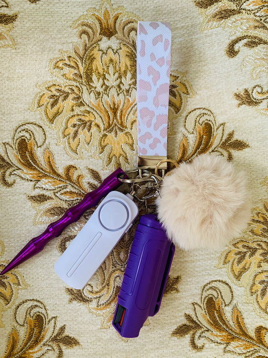 Simply Leopard Leather Keychain Set